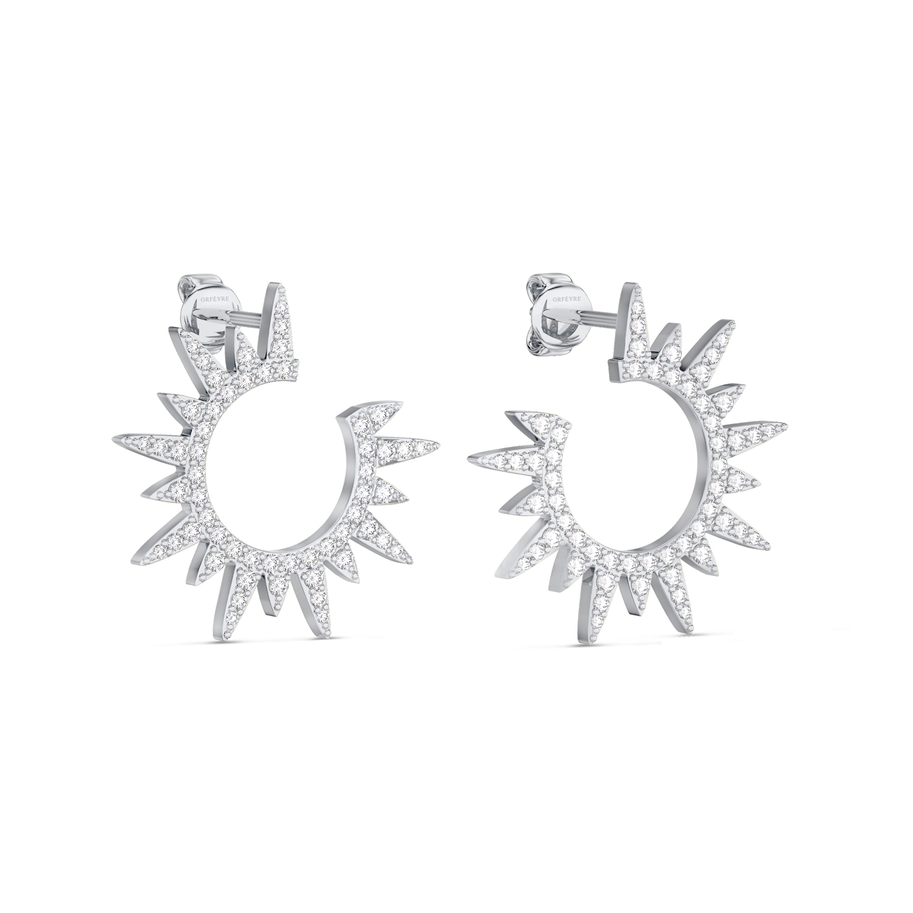 Starburst diamond earrings in 18k white gold, 0.76 carats, FG color and SI clarity #gold_white