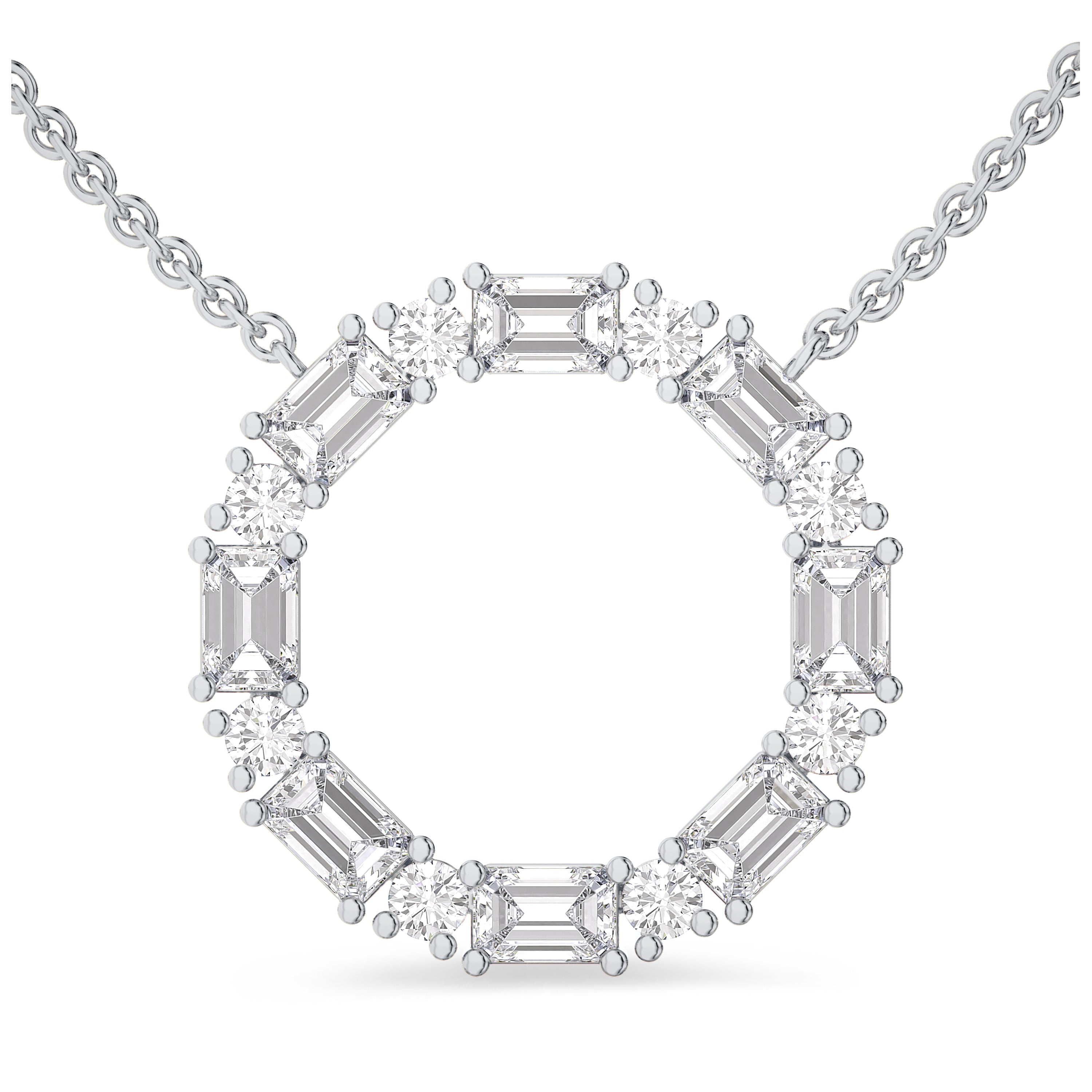 orbit diamond necklace in 0.97 carats, 18K white gold, FG color and VS-SI clarity