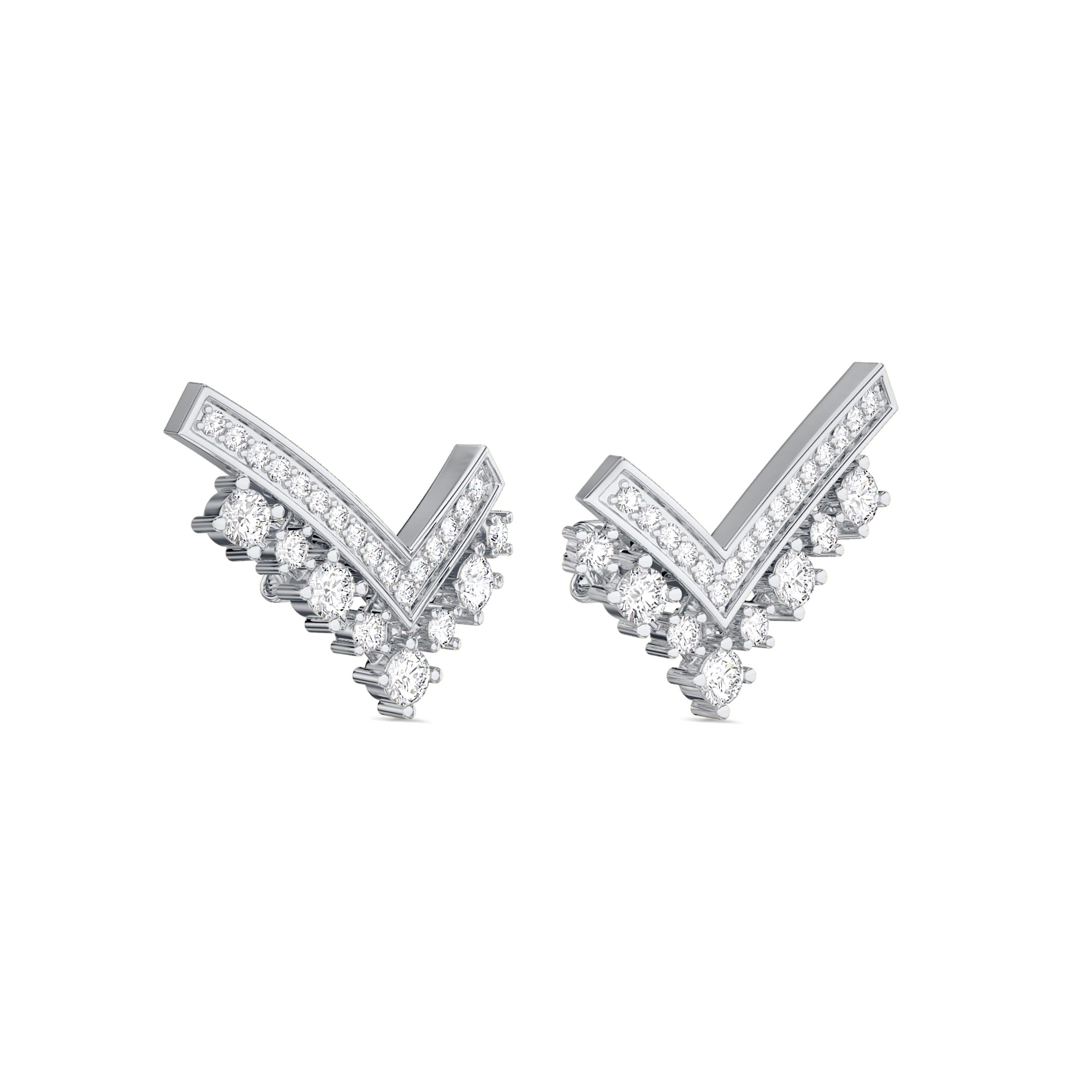 Checked diamond earrings in 18k white gold, 0.96 carat, FG color and SI Clarity #gold_white
