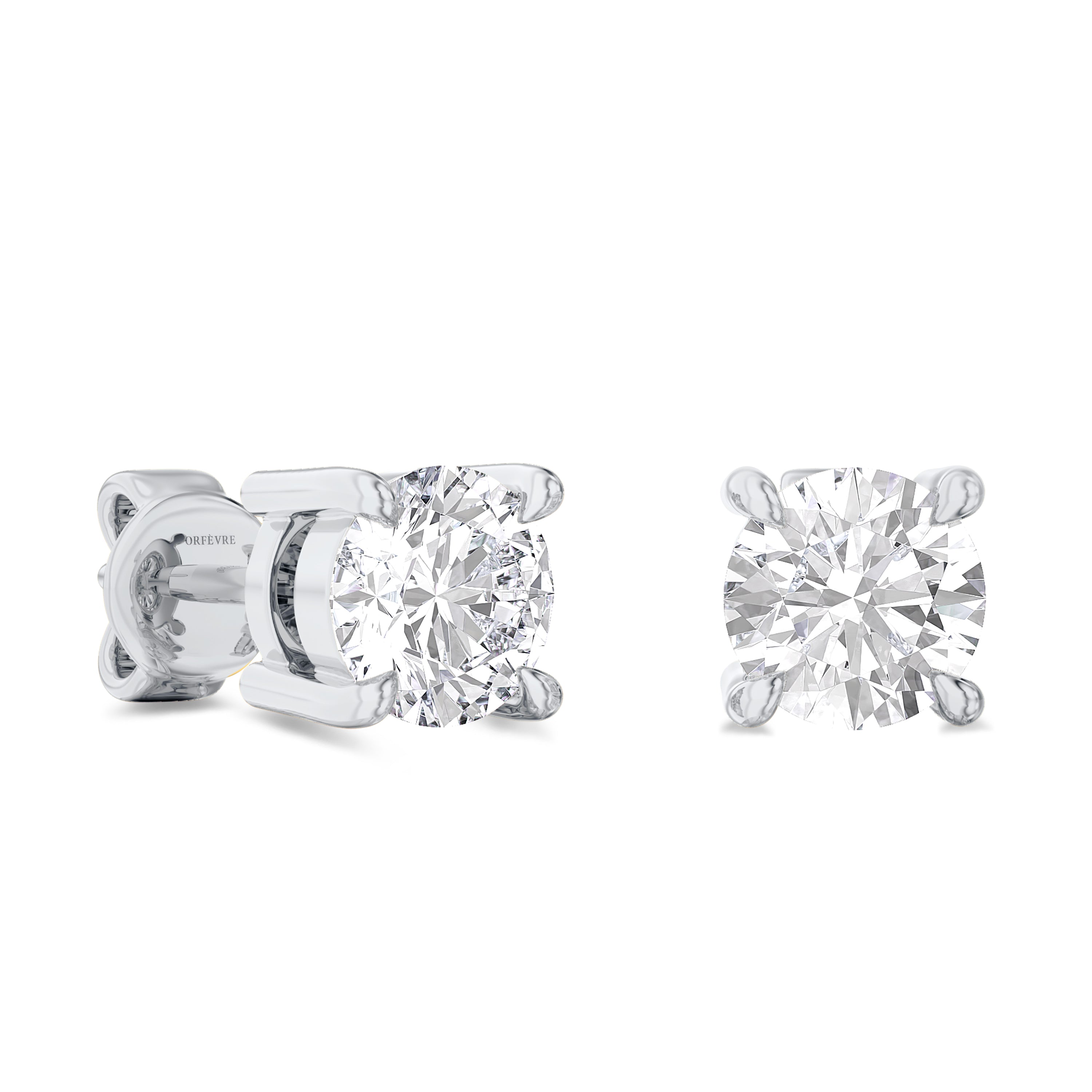 0.77 carat lab grown solitaire diamond earrings in 18k gold, E-F color, VS-SI clarity