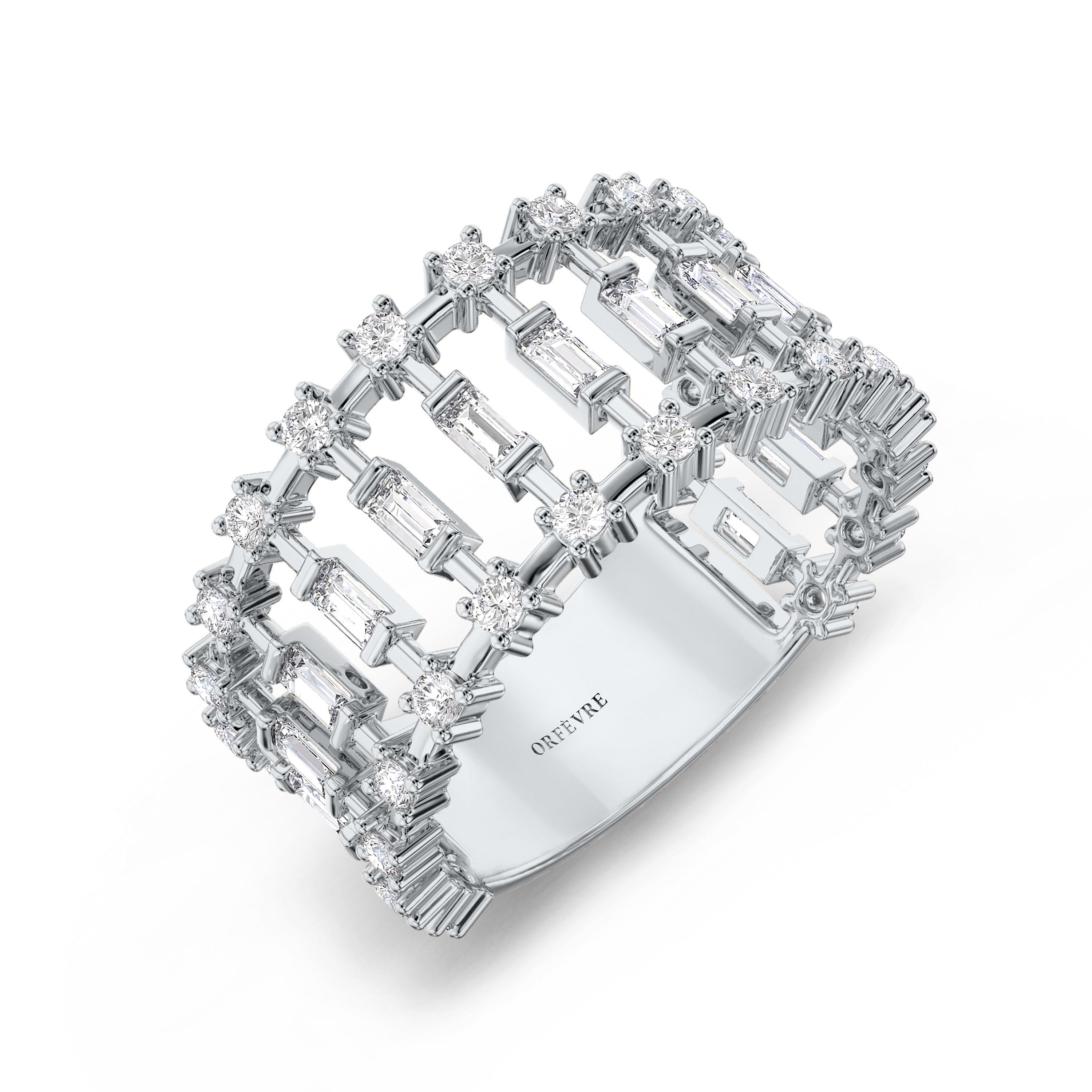 Baguette encased diamond ring in around 1.17 carat, FG color and SI clarity. #gold_white