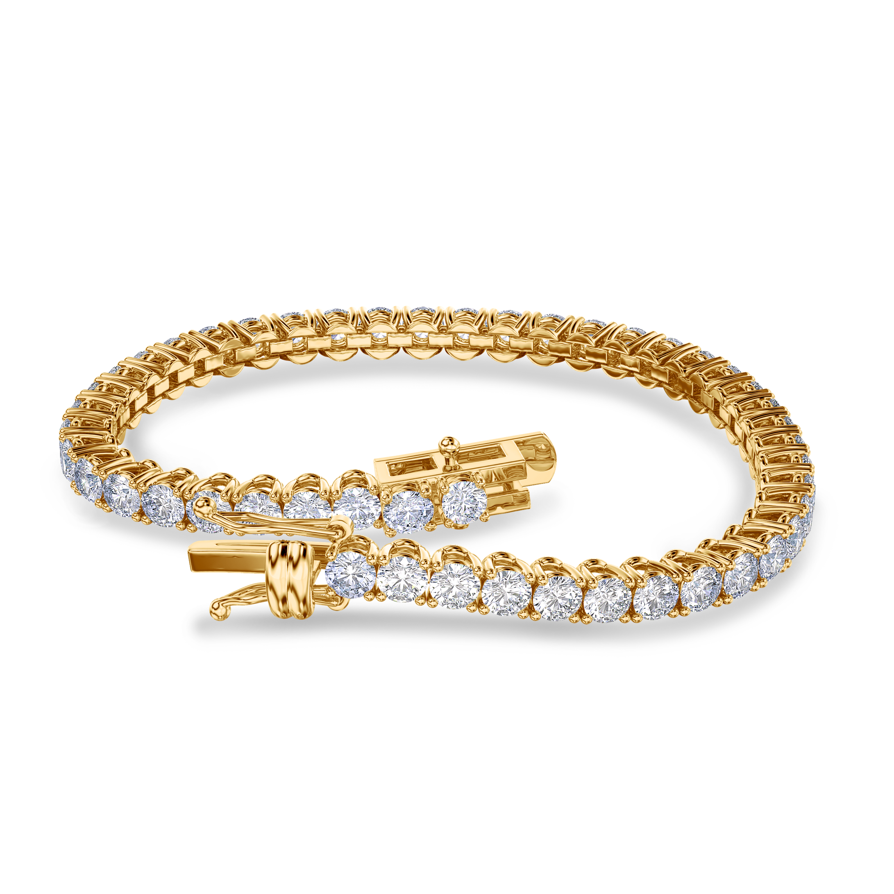 8.11 carat tennis bracelet in 18k yellow gold, EF color and VS-SI clarity #gold_yellow