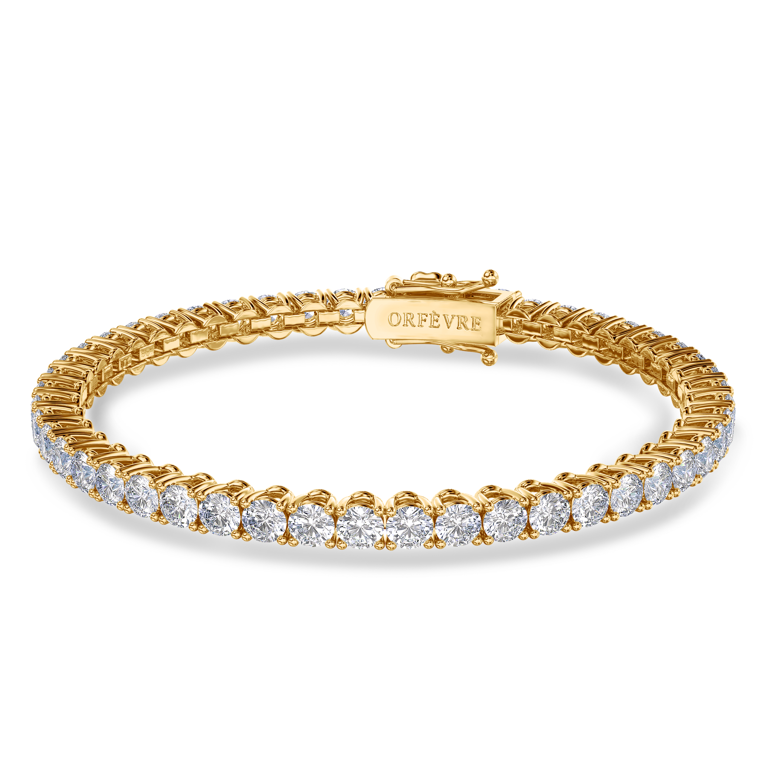 8.11 carat tennis bracelet in 18k yellow gold, EF color and VS-SI clarity #gold_yellow