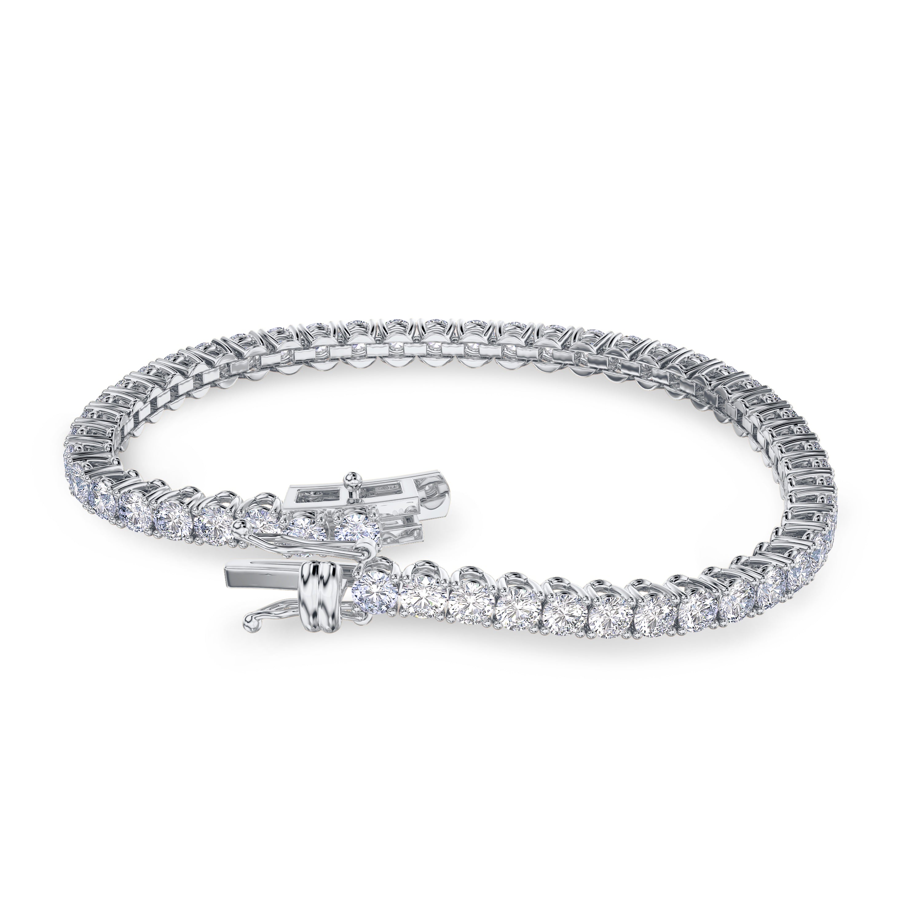 6.91 carat tennis bracelet in 18 white gold, FG color and SI clarity