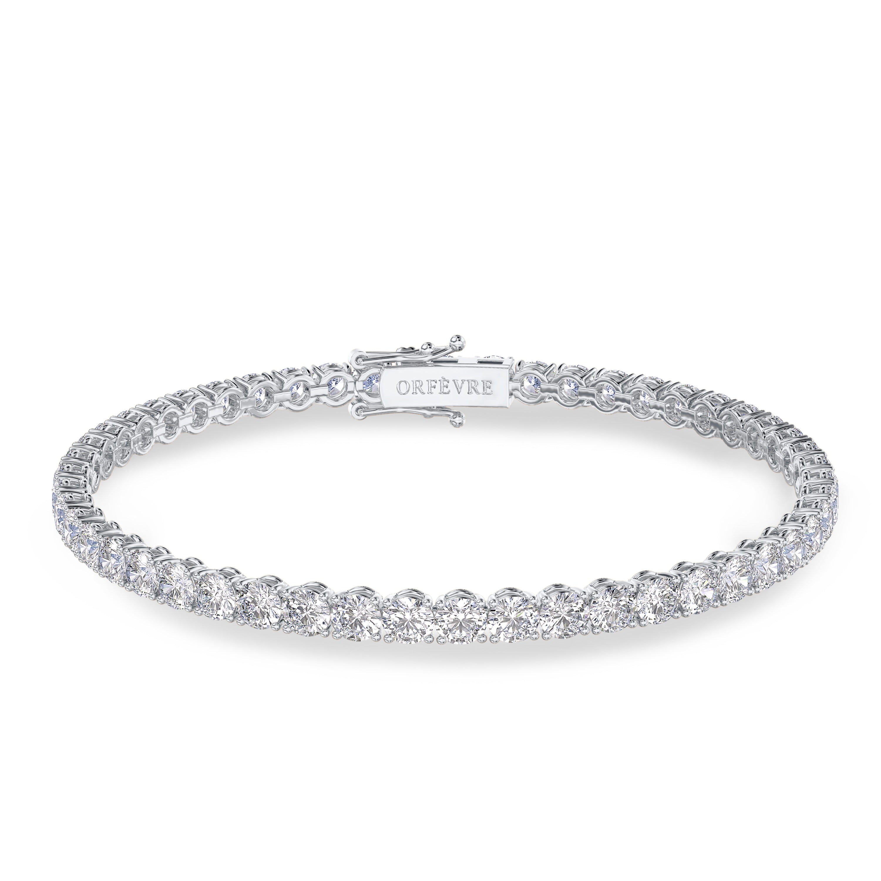 7.31 carat tennis bracelet in 18K Gold, FG color and SI clarity