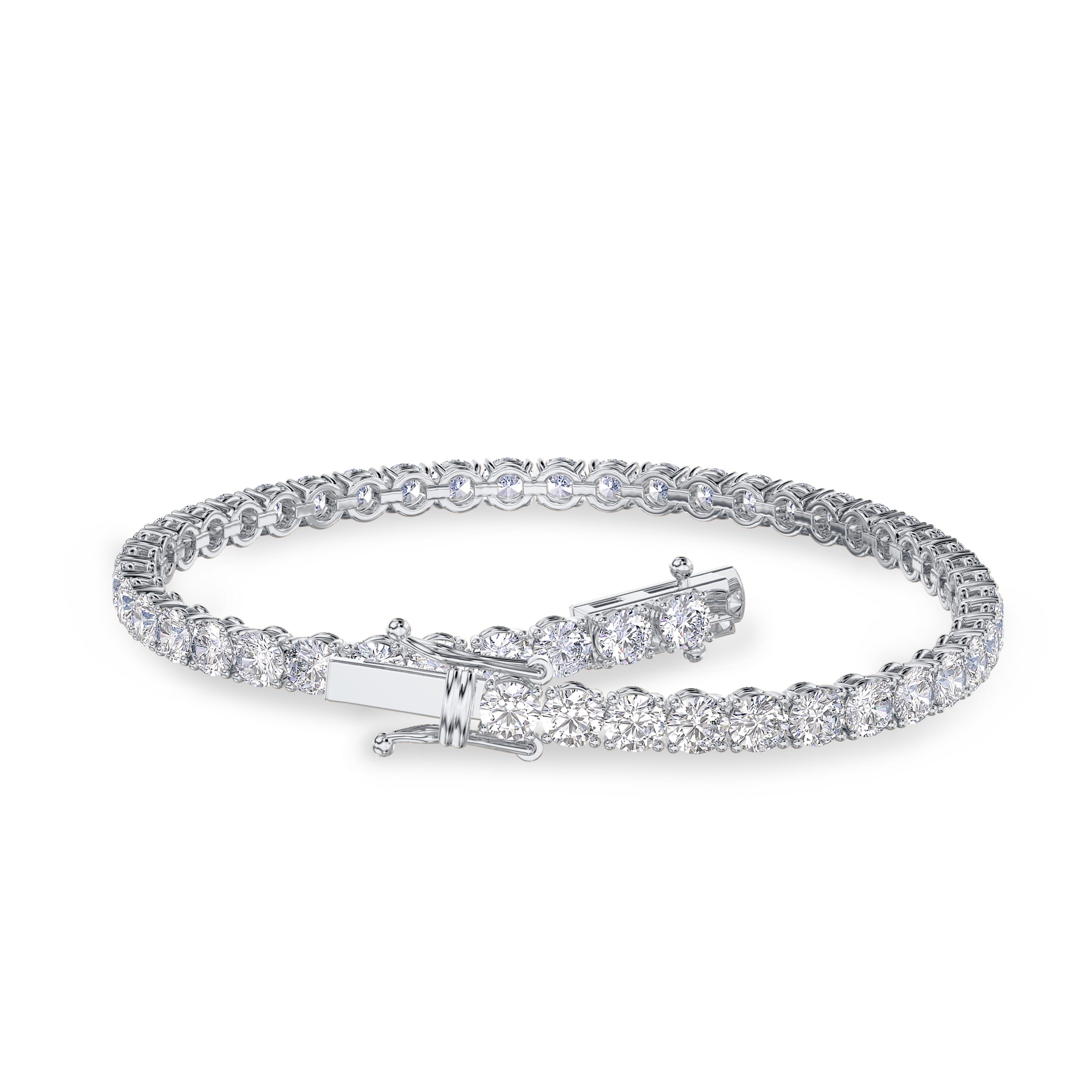 7.31 carat tennis bracelet in 18K Gold, FG color and SI clarity