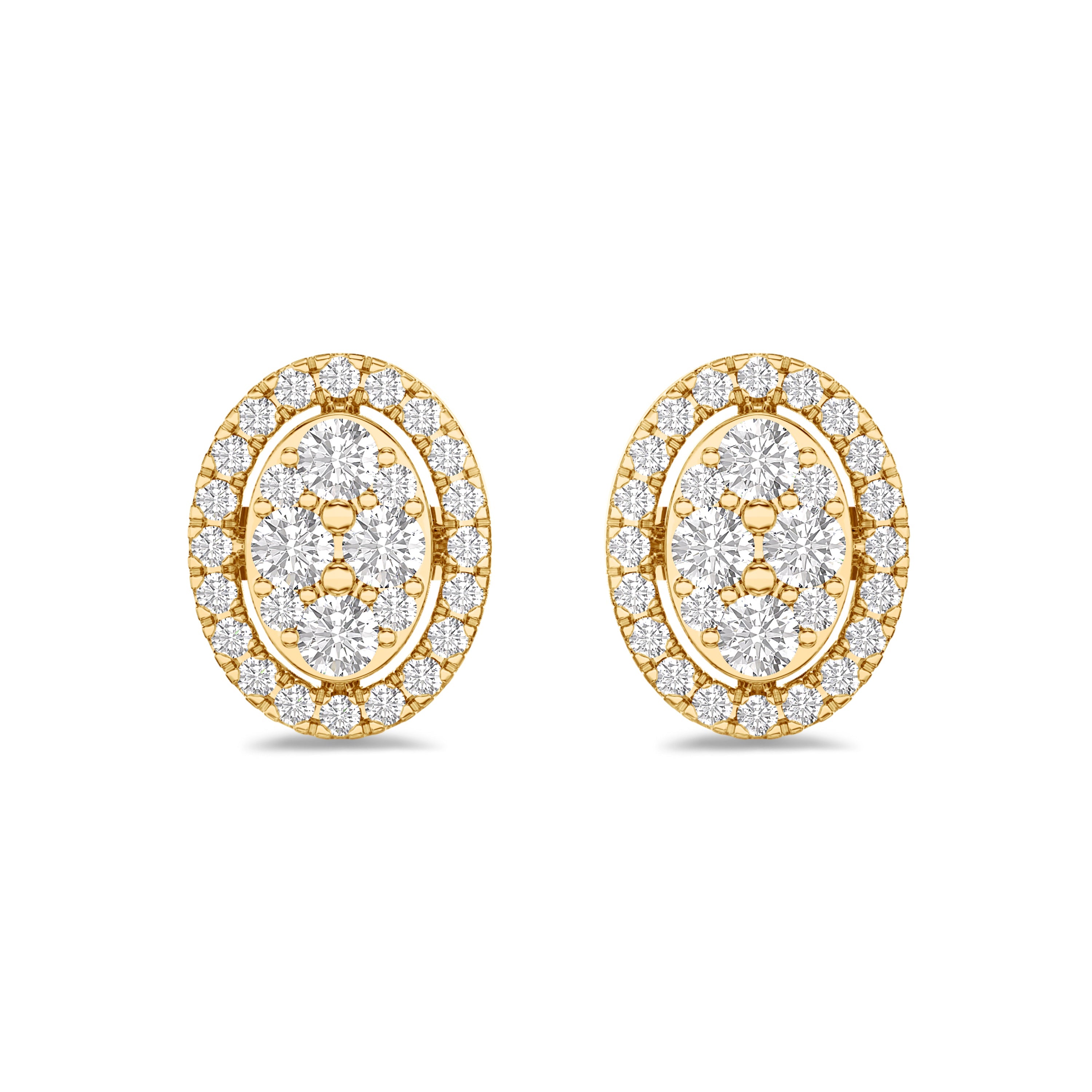 cluster diamond earrings in 18K yellow gold, 0.31 carat, FG color and VS-SI clarity