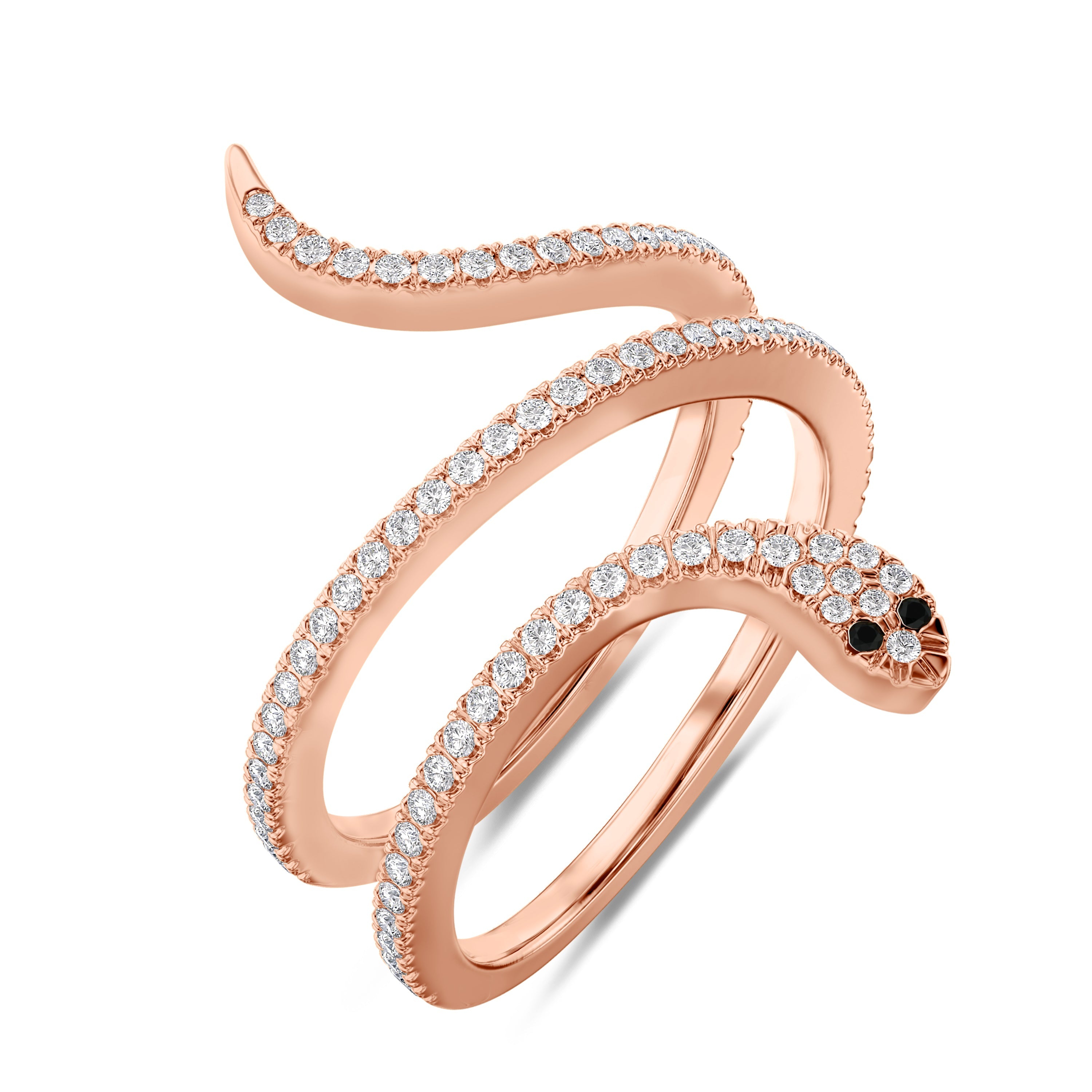 18K snake rose gold ring with 0.45ct, SI clarity, FG Color