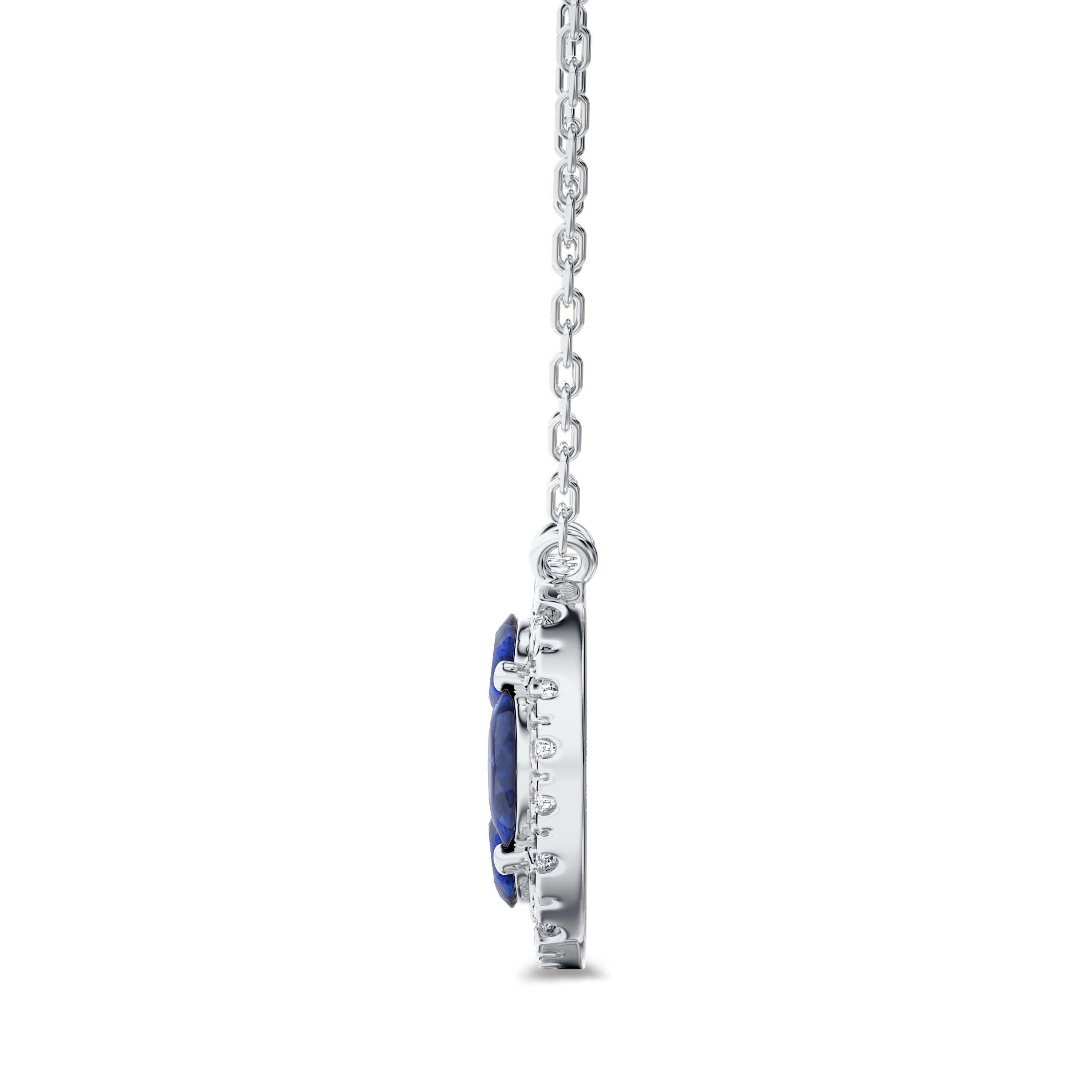 sapphire and diamond necklace in 18K white gold in FG color and VS-SI clarity