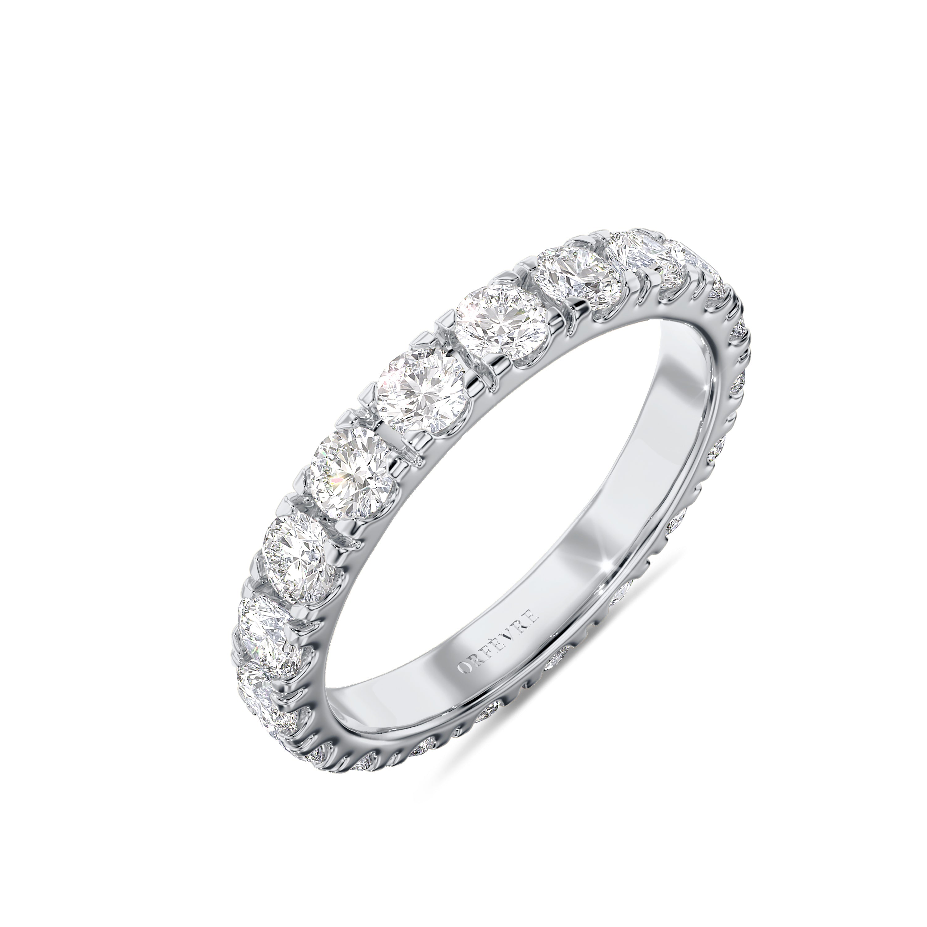 18K 1.90 carat round white gold eternity band in FG color and SI clarity #gold_white