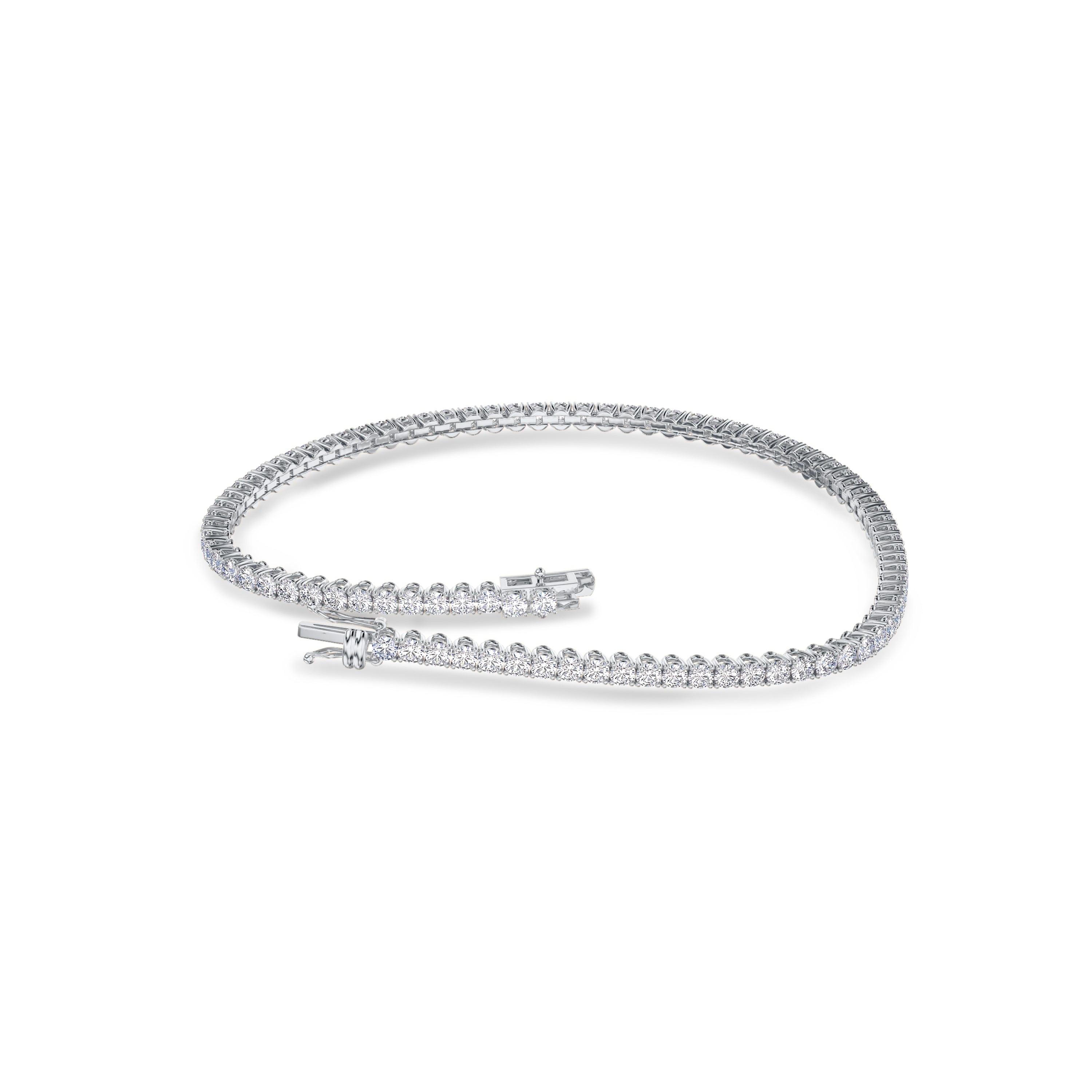 1.80 Carat white gold tennis bracelet in FG color and SI clarity