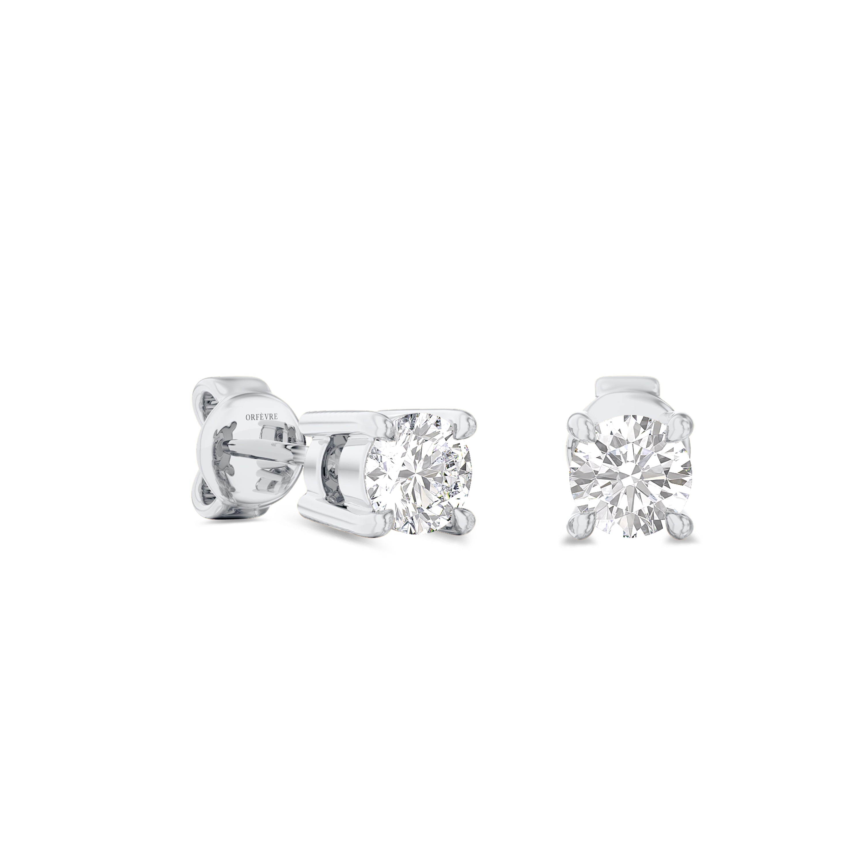 0.20 carat solitaire round cut diamond earrings in GH color and SI clarity