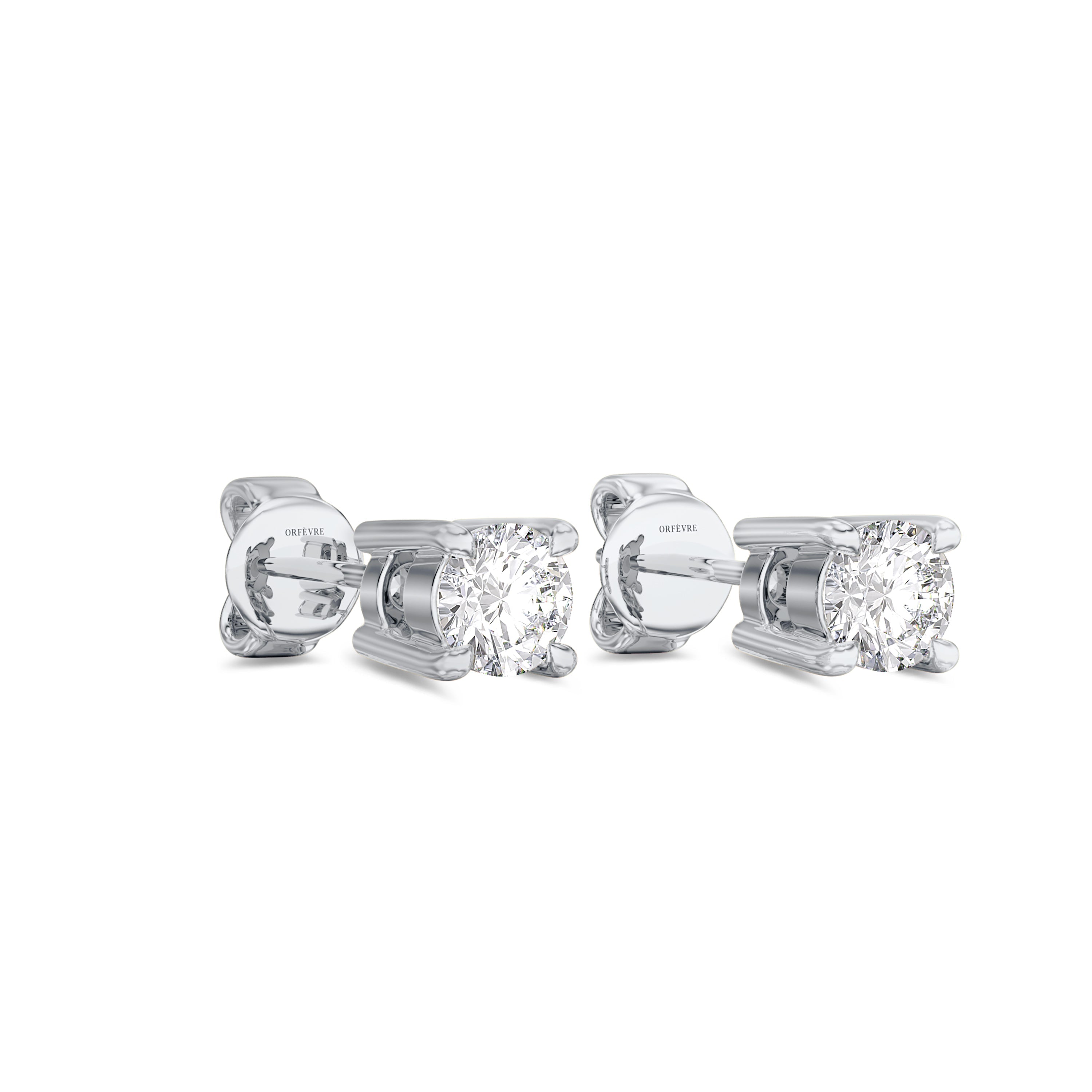 0.20 carat solitaire round cut diamond earrings in GH color and SI clarity