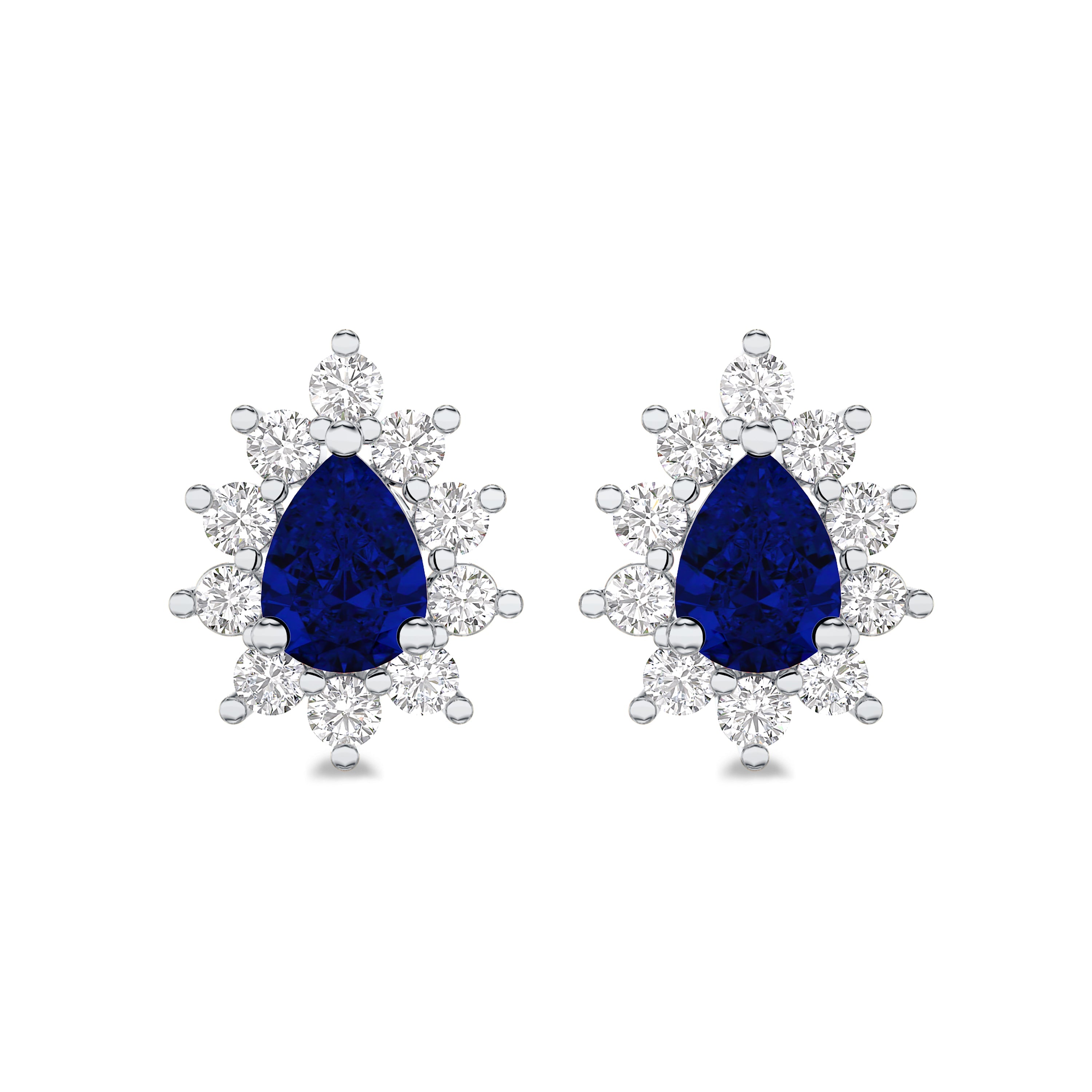 18K white gold earrings with 0.90 carat diamond and 1.48 carat sapphire, FG color and SI clarity