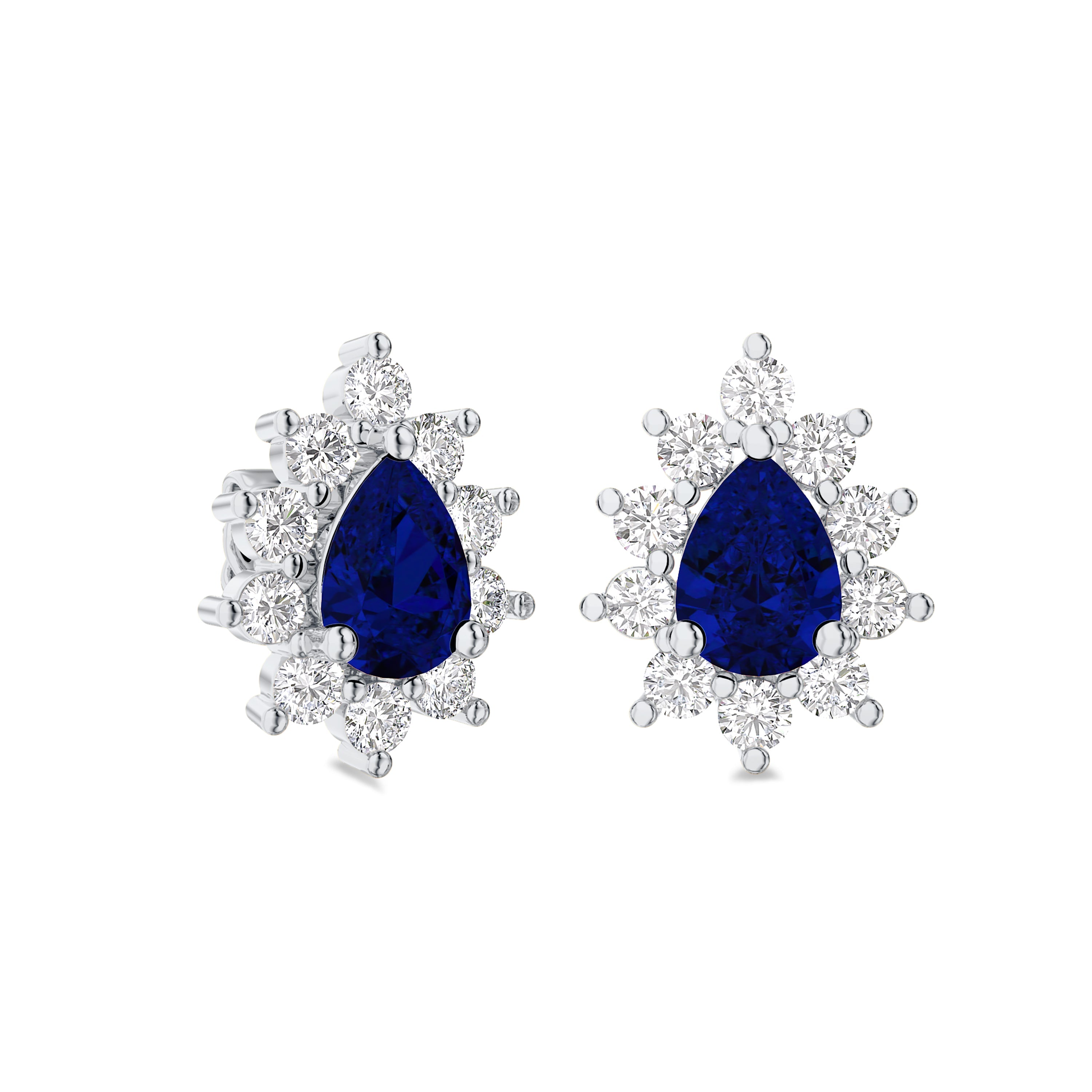 18K white gold earrings with 0.90 carat diamond and 1.48 carat sapphire, FG color and SI clarity