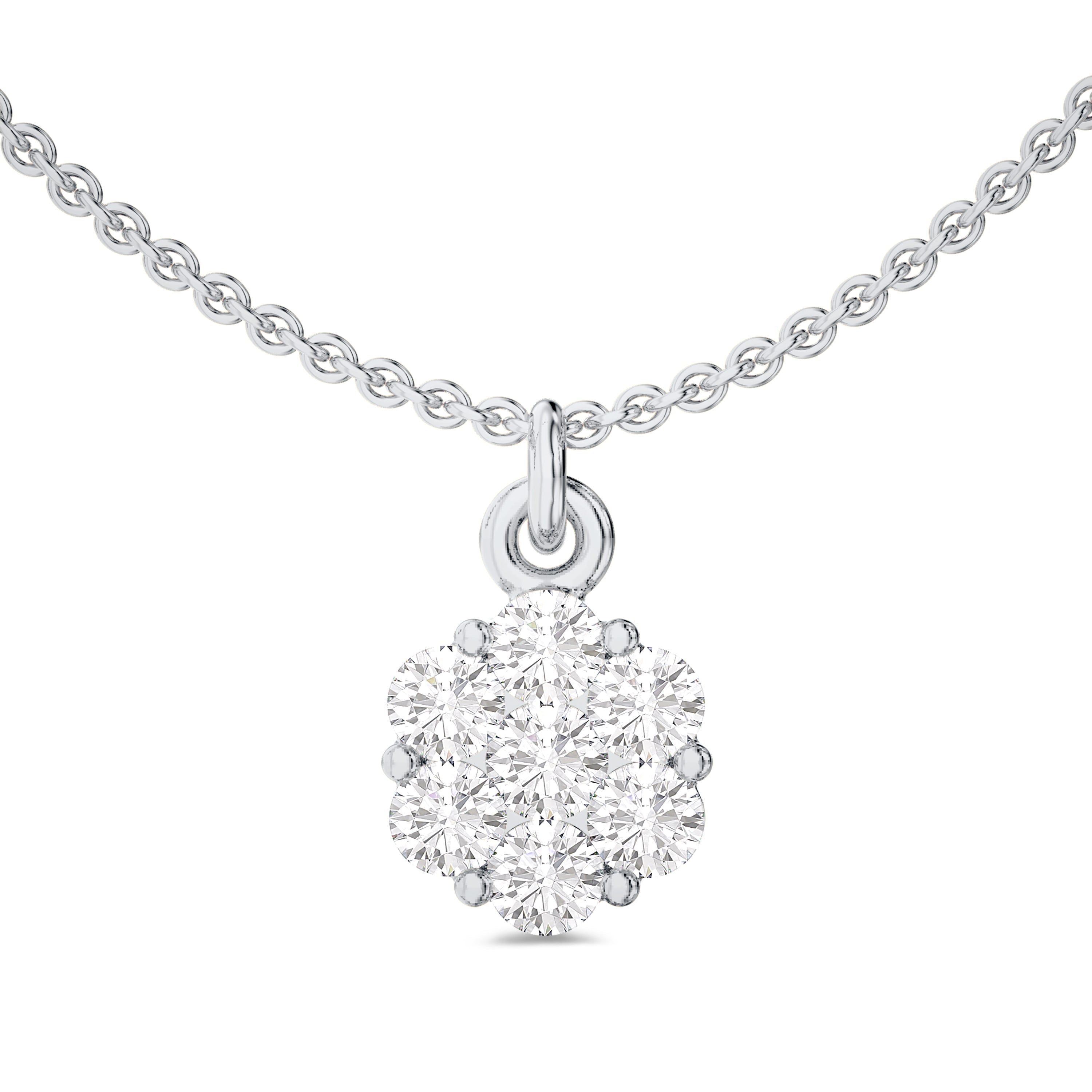 18k white gold dangling diamond necklace in FG color and VS-SI clarity  #gold_white